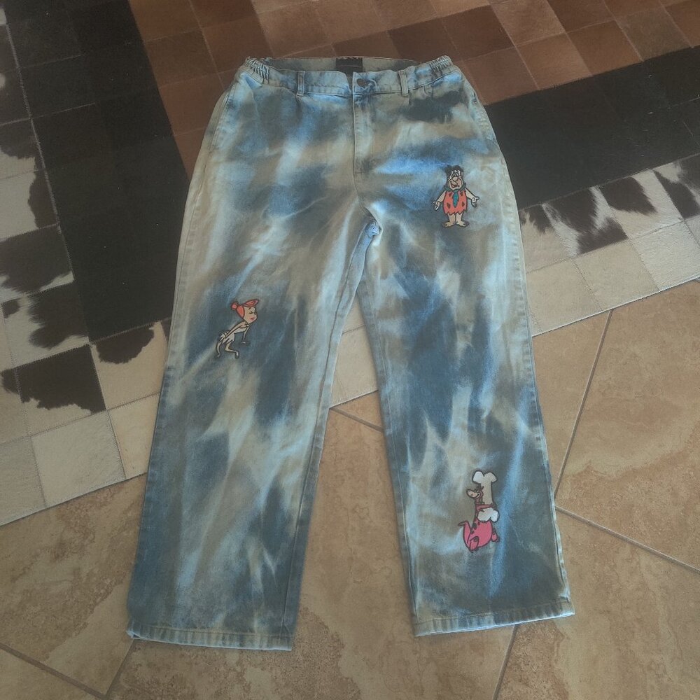 Lazy Oaf Flinstones collection UNISEX pants size 38 M 16W New